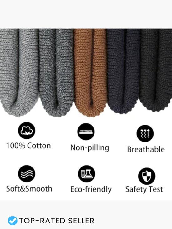 Winter Beanie Hat Soft Knit Cuffed Skull Cap Unisex Double Layer Stretchy